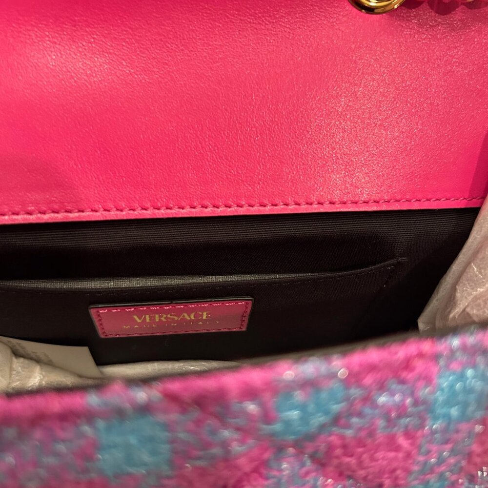 Versace La Medusa Quilted Tweed & Leather Logo Bag - Picture 6 of 13